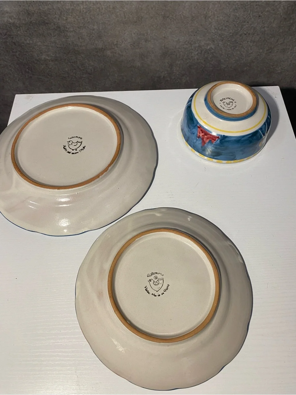 Solimene Vietri Italy Hand Painted Horse Ceramic Place Setting Plate Bowl 3pc⁠